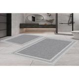 Vivense Dijital Baskı, Kaymaz Taban Ikili Banyo Paspası 100X60 + 60X50 cm RVG5-FNL348 - Gri - 60 cm x 100 cm x 1 cm