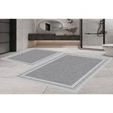 Vivense Dijital Baski, Kaymaz Taban İkili Banyo Paspasi 100x60 + 60x50 Cm Rvg5-fnl348 Gri