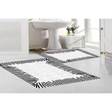 Vivense Dijital Baski, Kaymaz Taban İkili Banyo Paspasi 100x60 + 60x50 Cm Rvg5-fnl442 Beyaz