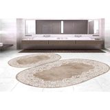 Vivense Dijital Baskı, Kaymaz Taban Ikili Banyo Paspası 100X60 + 60X50 cm RVG5-HK104 - Kahverengi - 60 cm x 100 cm x 1 cm