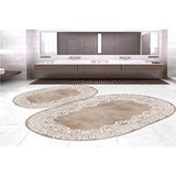 Vivense Dijital Baski, Kaymaz Taban İkili Banyo Paspasi 100x60 + 60x50 Cm Rvg5-hk104 Kahverengi