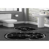 Vivense Dijital Baskı, Kaymaz Taban Ikili Banyo Paspası 100X60 + 60X50 cm RVG5-HT795 - Siyah - 60 cm x 100 cm x 1 cm