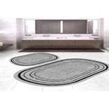 Vivense Dijital Baskı, Kaymaz Taban Ikili Banyo Paspası 100X60 + 60X50 cm RVG5-HY1303 - Gri - 60 cm x 100 cm x 1 cm