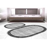 Vivense Dijital Baski, Kaymaz Taban İkili Banyo Paspasi 100x60 + 60x50 Cm Rvg5-hy967 Gri