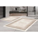 Vivense Dijital Baskı, Kaymaz Taban Ikili Banyo Paspası 100X60 + 60X50 cm RVG5-LNA003 - Kahverengi - 60 cm x 100 cm x 1 cm