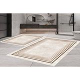 Vivense Dijital Baski, Kaymaz Taban İkili Banyo Paspasi 100x60 + 60x50 Cm Rvg5-lna003 Kahverengi