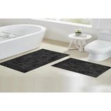 Vivense Dijital Baskı, Kaymaz Taban Ikili Banyo Paspası 100X60 + 60X50 cm RVG5-SD1185 - Siyah - 60 cm x 100 cm x 1 cm
