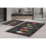 Vivense Dijital Baskı, Kaymaz Taban Ikili Banyo Paspası 100X60 + 60X50 cm RVG5-SM202 - Siyah - 60 cm x 100 cm x 1 cm