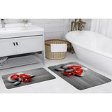Vivense Dijital Baskı, Kaymaz Taban Ikili Banyo Paspası 100X60 + 60X50 cm RVG5024 - Gri - 60 cm x 100 cm x 1 cm