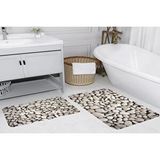 Vivense Dijital Baski, Kaymaz Taban İkili Banyo Paspasi 100x60 + 60x50 Cm Rvg5026 Gri