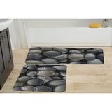 Vivense Dijital Baskı, Kaymaz Taban Ikili Banyo Paspası 100X60 + 60X50 cm RVG5028 - Gri - 60 cm x 100 cm x 1 cm