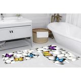 Vivense Dijital Baskı, Kaymaz Taban Ikili Banyo Paspası 100X60 + 60X50 cm RVG5033 - Gri - 60 cm x 100 cm x 1 cm