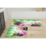 Vivense Dijital Baskı, Kaymaz Taban Ikili Banyo Paspası 100X60 + 60X50 cm RVG5039 - Yeşil - 60 cm x 100 cm x 1 cm