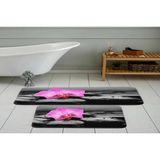 Vivense Dijital Baskı, Kaymaz Taban Ikili Banyo Paspası 100X60 + 60X50 cm RVG5055 - Gri - 60 cm x 100 cm x 1 cm