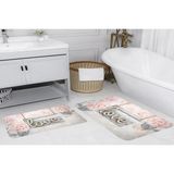 Vivense Dijital Baskı, Kaymaz Taban Ikili Banyo Paspası 100X60 + 60X50 cm RVG5056 - Pembe - 60 cm x 100 cm x 1 cm