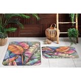 Vivense Dijital Baskı, Kaymaz Taban Ikili Banyo Paspası 100X60 + 60X50 cm RVG5074 - Gri - 60 cm x 100 cm x 1 cm
