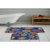 Vivense Dijital Baskı, Kaymaz Taban Ikili Banyo Paspası 100X60 + 60X50 cm RVG5080 - Mavi - 60 cm x 100 cm x 1 cm