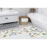 Vivense Dijital Baskı, Kaymaz Taban Ikili Banyo Paspası 100X60 + 60X50 cm RVG5083 - Beyaz - 60 cm x 100 cm x 1 cm