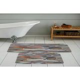 Vivense Dijital Baskı, Kaymaz Taban Ikili Banyo Paspası 100X60 + 60X50 cm RVG5086 - Kahverengi - 60 cm x 100 cm x 1 cm