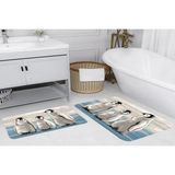 Vivense Dijital Baskı, Kaymaz Taban Ikili Banyo Paspası 100X60 + 60X50 cm RVG5090 - Mavi - 60 cm x 100 cm x 1 cm