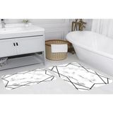 Vivense Dijital Baskı, Kaymaz Taban Ikili Banyo Paspası 100X60 + 60X50 cm RVG5093 - Beyaz - 60 cm x 100 cm x 1 cm