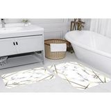 Vivense Dijital Baski, Kaymaz Taban İkili Banyo Paspasi 100x60 + 60x50 Cm Rvg5097 Beyaz