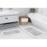 Vivense Dijital Baskı, Kaymaz Taban Ikili Banyo Paspası 100X60 + 60X50 cm RVG5111 - Gri - 60 cm x 100 cm x 1 cm