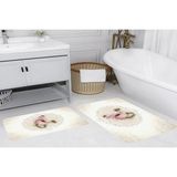 Vivense Dijital Baskı, Kaymaz Taban Ikili Banyo Paspası 100X60 + 60X50 cm RVG5112 - Bej - 60 cm x 100 cm x 1 cm