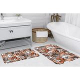 Vivense Dijital Baskı, Kaymaz Taban Ikili Banyo Paspası 100X60 + 60X50 cm RVG5122 - Bej - 60 cm x 100 cm x 1 cm