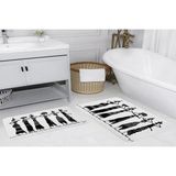 Vivense Dijital Baskı, Kaymaz Taban Ikili Banyo Paspası 100X60 + 60X50 cm RVG5123 - Siyah - 60 cm x 100 cm x 1 cm