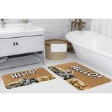 Vivense Dijital Baskı, Kaymaz Taban Ikili Banyo Paspası 100X60 + 60X50 cm RVG5124 - Bej - 60 cm x 100 cm x 1 cm