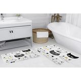 Vivense Dijital Baskı, Kaymaz Taban Ikili Banyo Paspası 100X60 + 60X50 cm RVG5128 - Beyaz - 60 cm x 100 cm x 1 cm