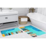 Vivense Dijital Baskı, Kaymaz Taban Ikili Banyo Paspası 100X60 + 60X50 cm RVG5132 - Mavi - 60 cm x 100 cm x 1 cm