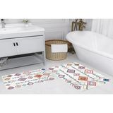 Vivense Dijital Baskı, Kaymaz Taban Ikili Banyo Paspası 100X60 + 60X50 cm RVG5139 - Beyaz - 60 cm x 100 cm x 1 cm