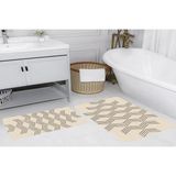 Vivense Dijital Baskı, Kaymaz Taban Ikili Banyo Paspası 100X60 + 60X50 cm RVG5141 - Bej - 60 cm x 100 cm x 1 cm