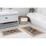 Vivense Dijital Baskı, Kaymaz Taban Ikili Banyo Paspası 100X60 + 60X50 cm RVG5142 - Turuncu - 60 cm x 100 cm x 1 cm
