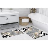 Vivense Dijital Baskı, Kaymaz Taban Ikili Banyo Paspası 100X60 + 60X50 cm RVG5144 - Siyah - 60 cm x 100 cm x 1 cm