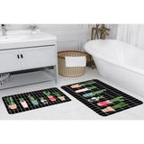 Vivense Dijital Baskı, Kaymaz Taban Ikili Banyo Paspası 100X60 + 60X50 cm RVG5145 - Siyah - 60 cm x 100 cm x 1 cm