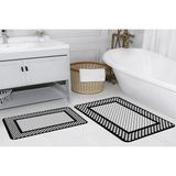 Vivense Dijital Baskı, Kaymaz Taban Ikili Banyo Paspası 100X60 + 60X50 cm RVG5147 - Siyah - 60 cm x 100 cm x 1 cm