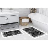 Vivense Dijital Baskı, Kaymaz Taban Ikili Banyo Paspası 100X60 + 60X50 cm RVG5148 - Siyah - 60 cm x 100 cm x 1 cm