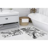 Vivense Dijital Baskı, Kaymaz Taban Ikili Banyo Paspası 100X60 + 60X50 cm RVG5151 - Siyah - 60 cm x 100 cm x 1 cm