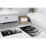 Vivense Dijital Baskı, Kaymaz Taban Ikili Banyo Paspası 100X60 + 60X50 cm RVG5152 - Siyah - 60 cm x 100 cm x 1 cm