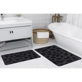 Vivense Dijital Baskı, Kaymaz Taban Ikili Banyo Paspası 100X60 + 60X50 cm RVG5155 - Siyah - 60 cm x 100 cm x 1 cm