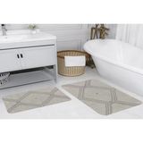 Vivense Dijital Baskı, Kaymaz Taban Ikili Banyo Paspası 100X60 + 60X50 cm RVG5158 - Gri - 60 cm x 100 cm x 1 cm