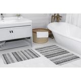 Vivense Dijital Baskı, Kaymaz Taban Ikili Banyo Paspası 100X60 + 60X50 cm RVG5159 - Gri - 60 cm x 100 cm x 1 cm