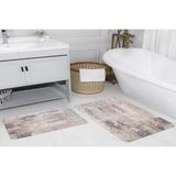 Vivense Dijital Baskı, Kaymaz Taban Ikili Banyo Paspası 100X60 + 60X50 cm RVG5165 - Bej - 60 cm x 100 cm x 1 cm