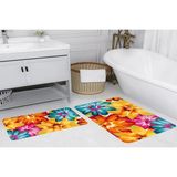Vivense Dijital Baskı, Kaymaz Taban Ikili Banyo Paspası 100X60 + 60X50 cm RVG5169 - Sarı - 60 cm x 100 cm x 1 cm