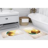 Vivense Dijital Baskı, Kaymaz Taban Ikili Banyo Paspası 100X60 + 60X50 cm RVG5174 - Sarı - 60 cm x 100 cm x 1 cm