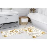 Vivense Dijital Baskı, Kaymaz Taban Ikili Banyo Paspası 100X60 + 60X50 cm RVG5176 - Sarı - 60 cm x 100 cm x 1 cm