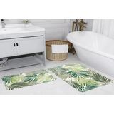 Vivense Dijital Baskı, Kaymaz Taban Ikili Banyo Paspası 100X60 + 60X50 cm RVG5182 - Yeşil - 60 cm x 100 cm x 1 cm